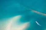 Birds eye view of boat in sea