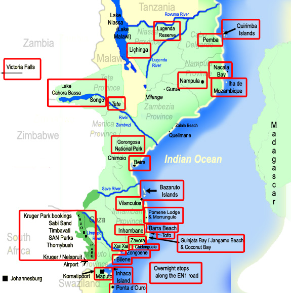 Map of Mozambiqe